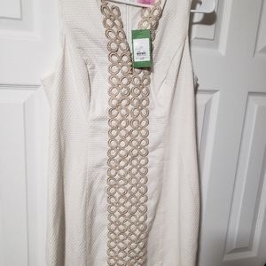 Brand new Lilly Pulitzer cream and gold zip up dress size womans 10.